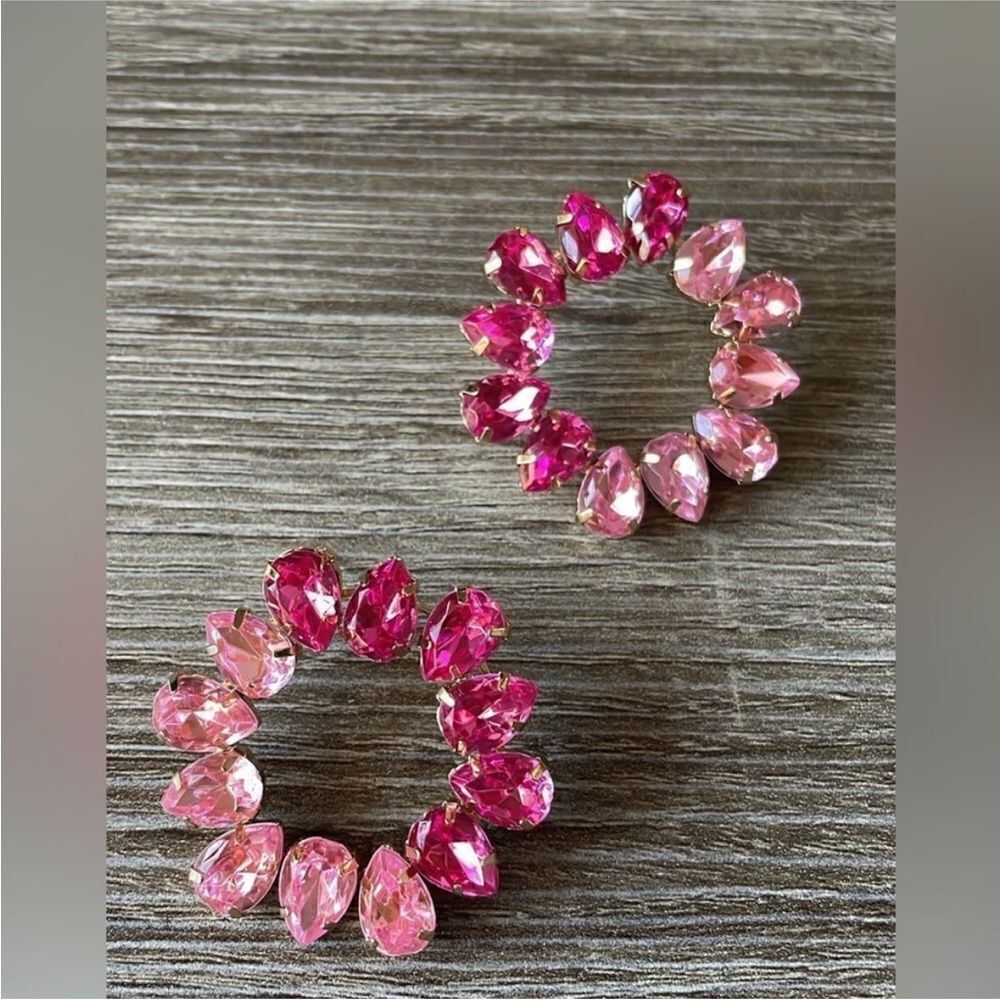 Pink round earrings N338